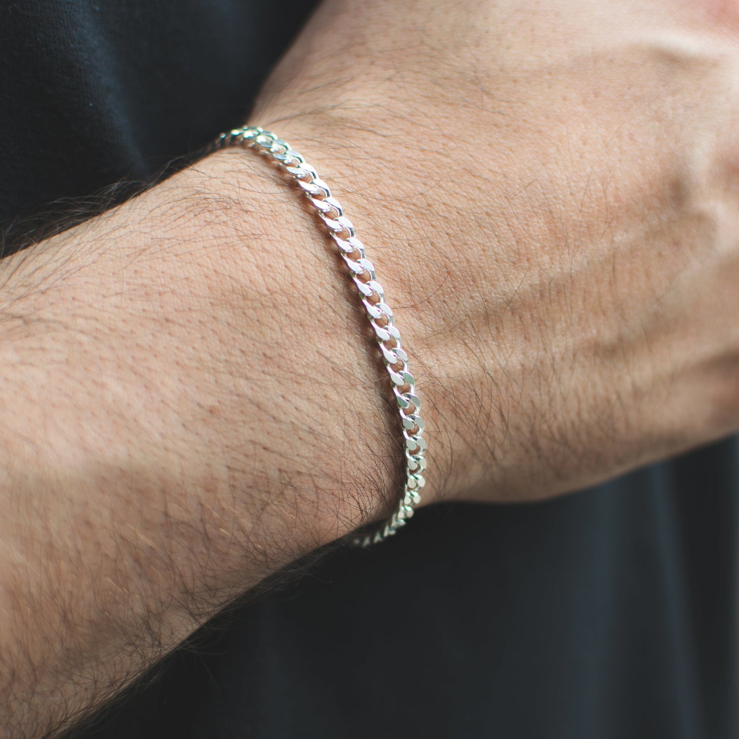 Pulsera Cubana 3mm Plata Ley 925