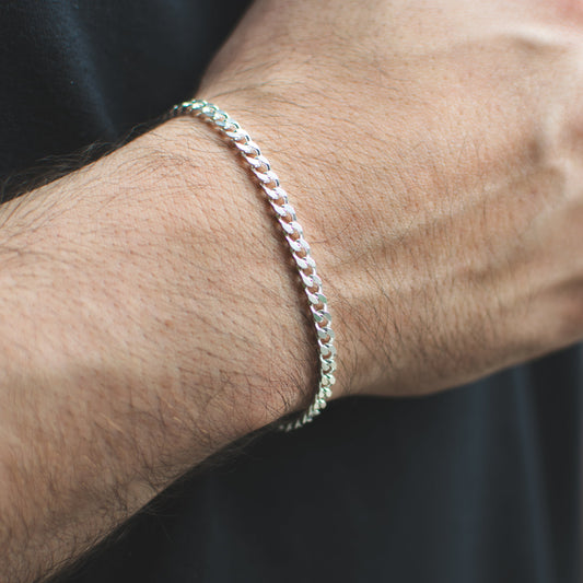 Pulsera Cubana 4mm Plata Ley 925