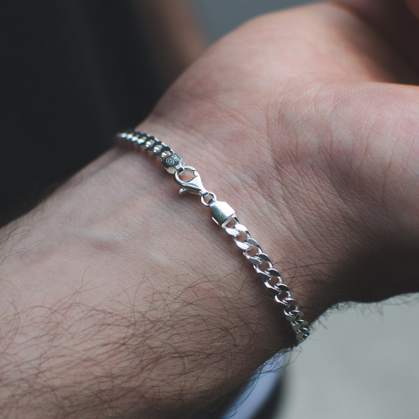 Pulsera Cubana 3mm Plata Ley 925