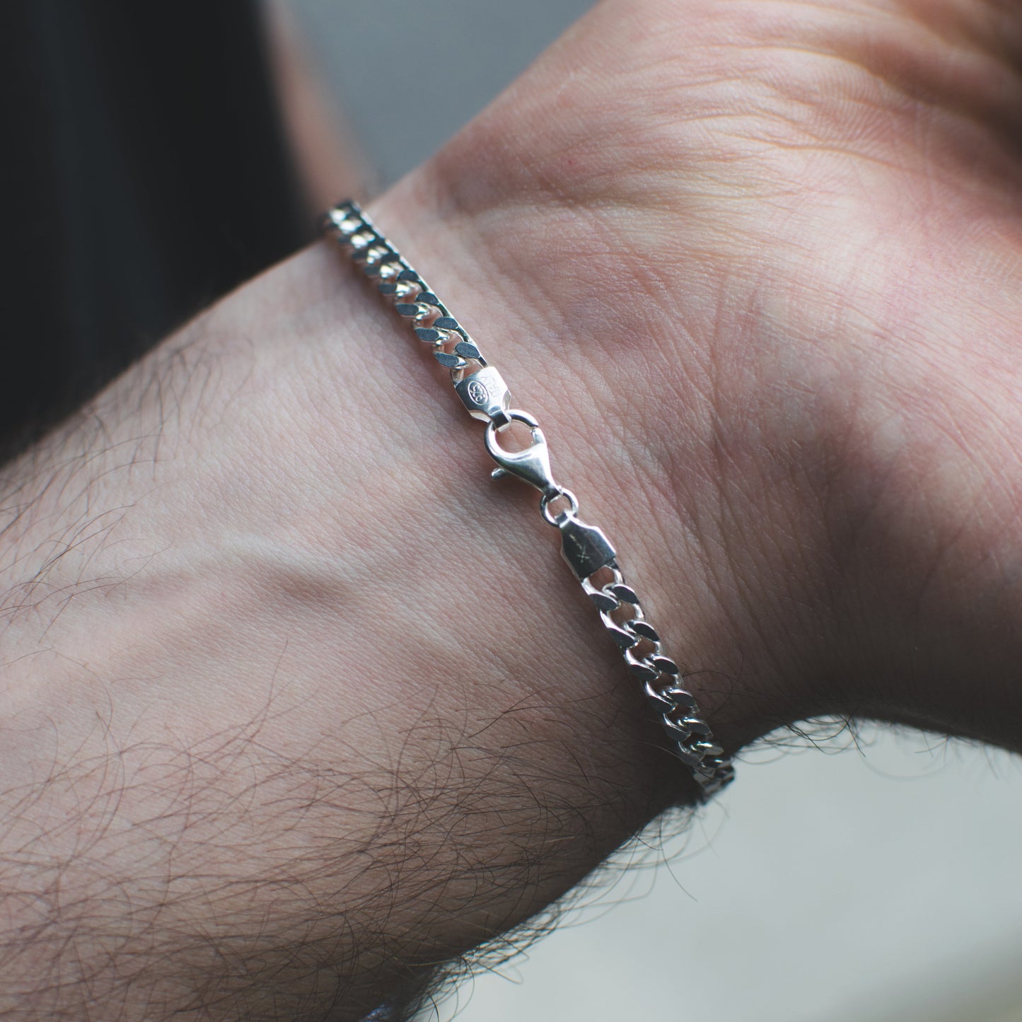 Pulsera Cubana 3mm Plata Ley 925