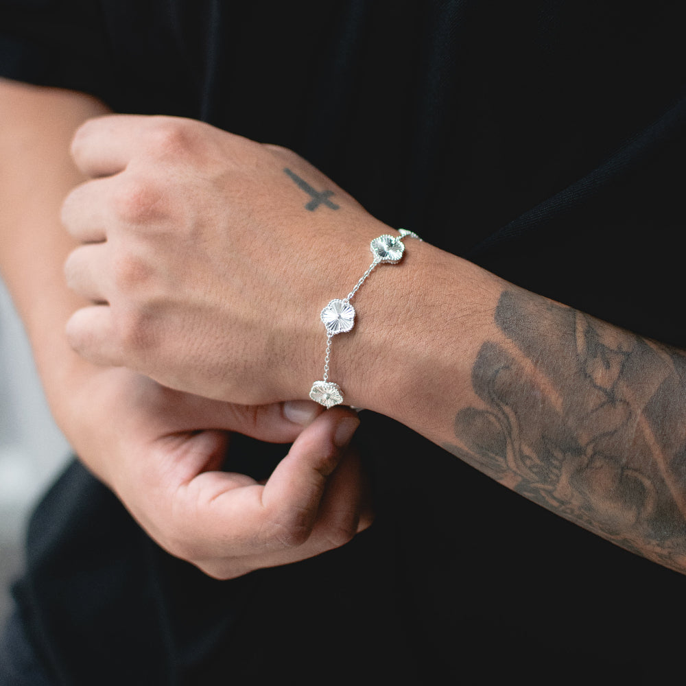 Pulsera Trébol Plata Ley 925