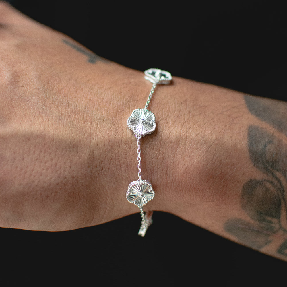 Pulsera Trébol Plata Ley 925