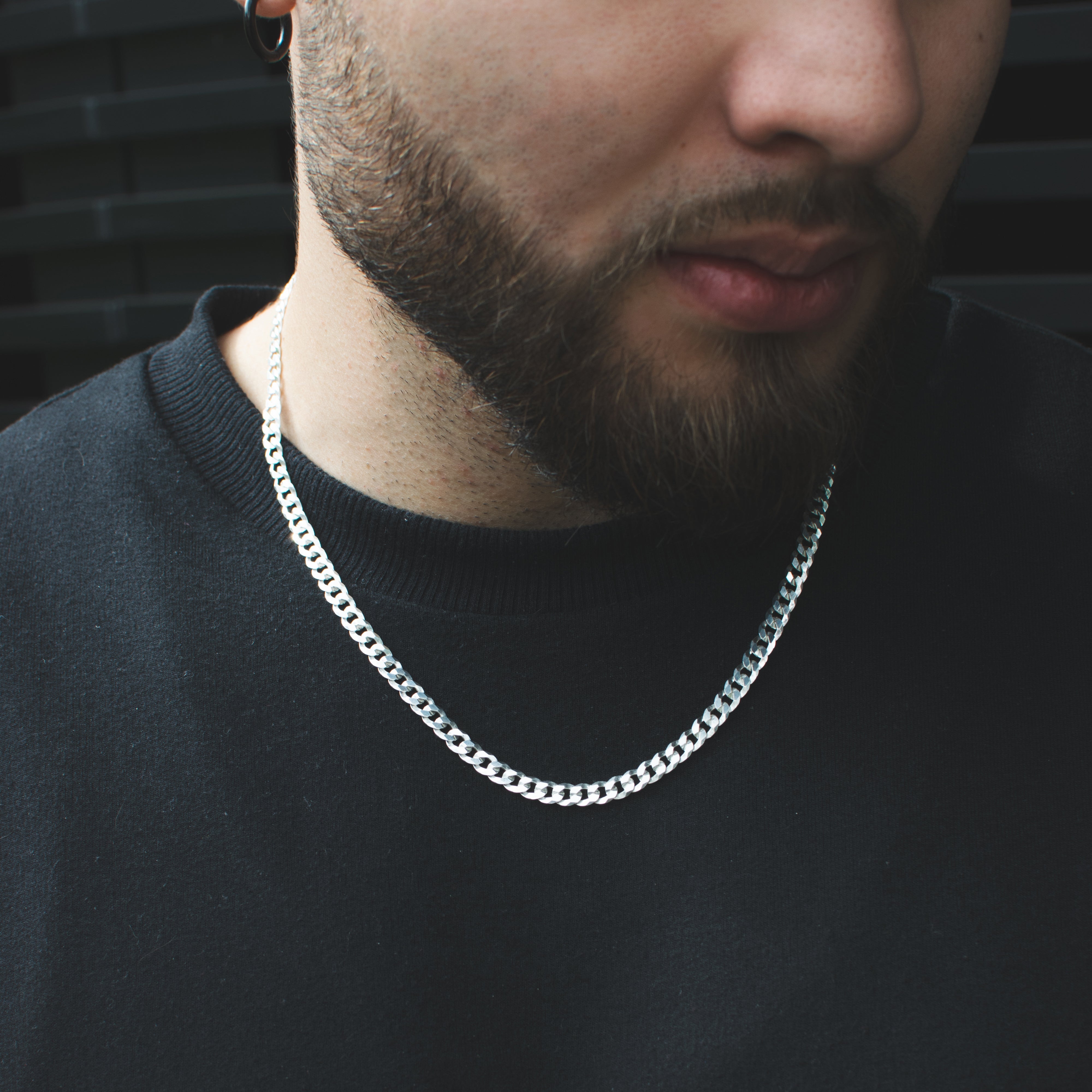 Cadena Cubana 60cm x 4mm Plata Ley 925