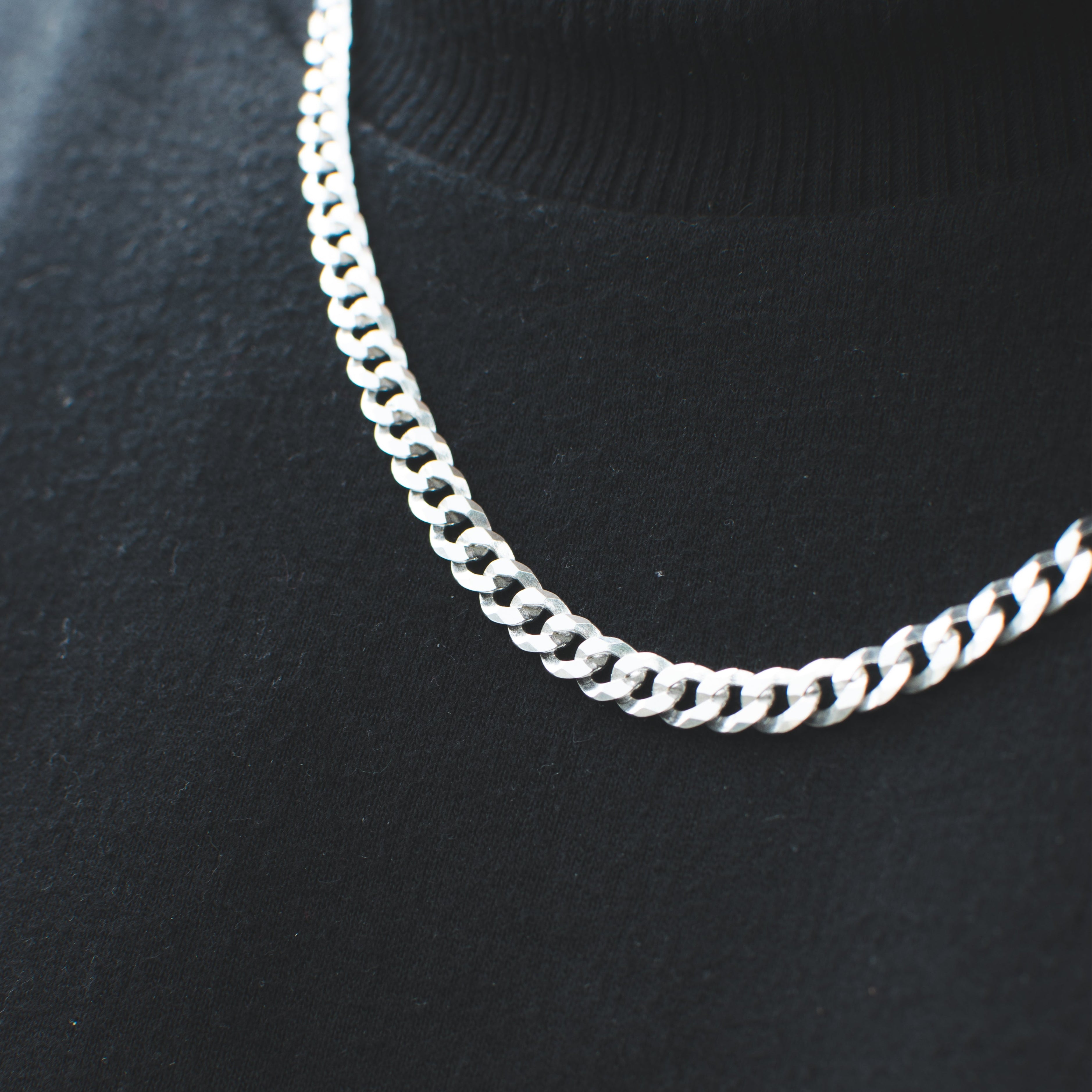 Cadena Cubana 60cm x 4mm Plata Ley 925